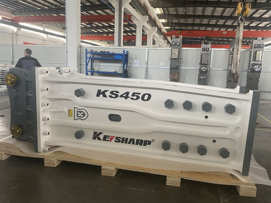 KS450 শীর্ষ প্রকার 190 মিমি চিজেল এক্সক্যাভেটর রেলওয়ে / স্থাপত্যের জন্য হাইড্রোলিক রক ব্রেকার