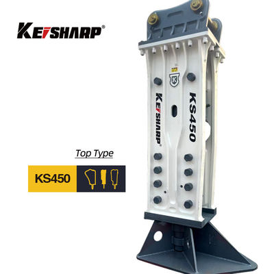 KS450 শীর্ষ প্রকার 190 মিমি চিজেল এক্সক্যাভেটর রেলওয়ে / স্থাপত্যের জন্য হাইড্রোলিক রক ব্রেকার